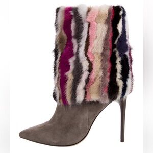 Brian Atwood suede printed mid-calf boot